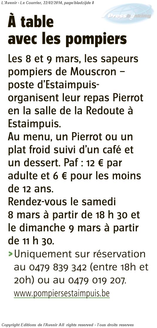 A table avec les pompiers