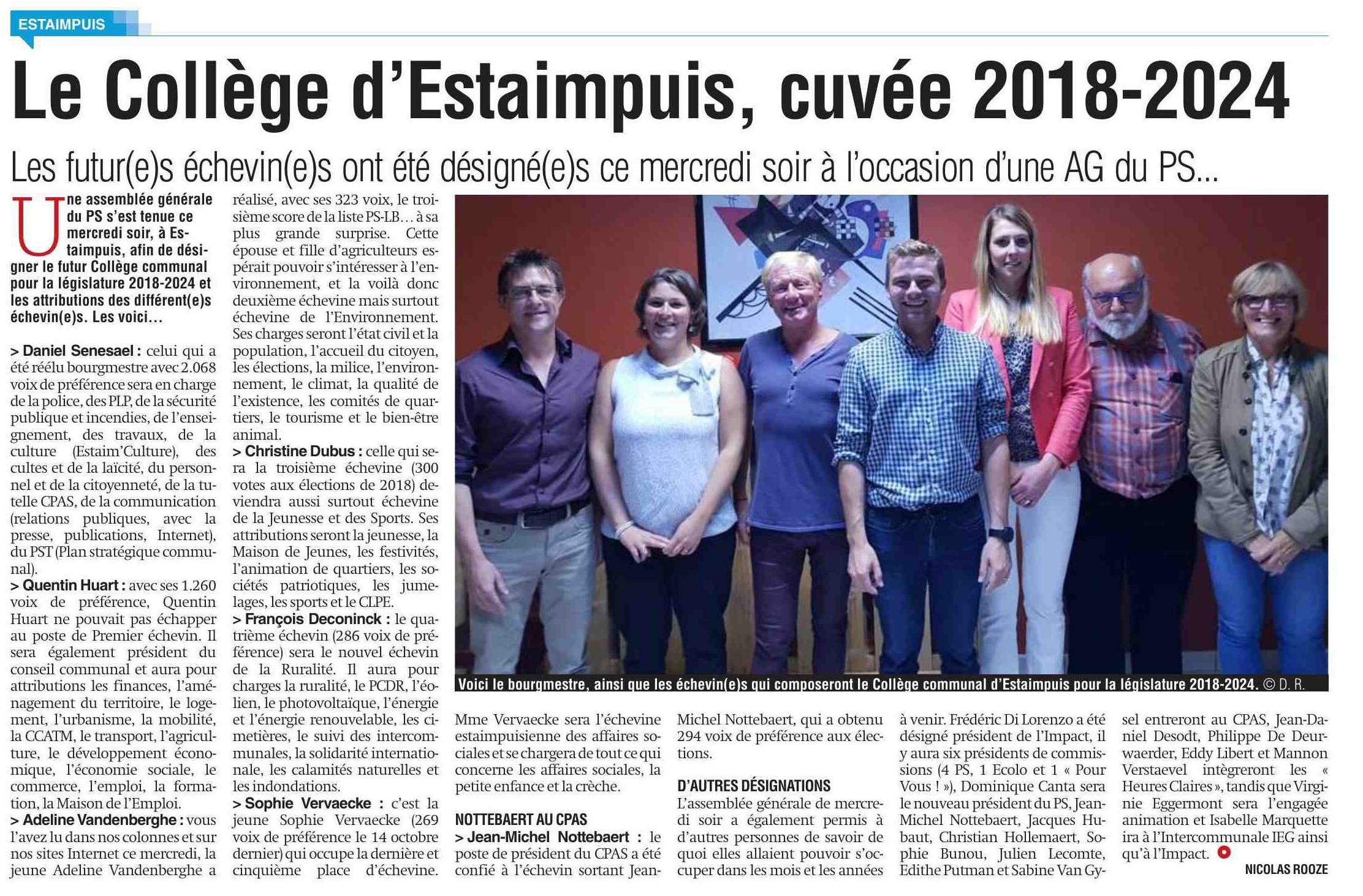 Le Collège d’Estaimpuis cuvée 2018-2024